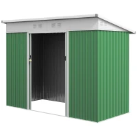 Outsunny 7.6 x 4.3ft Garden Storage Shed with Lockable Sliding Doors and Ventilation, Metal Garden Tool Storage House, Green(m-11)