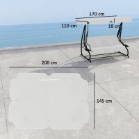 Outsunny 145 x 200Wcm Swing Chair Canopy Replacement - Light Grey(m-3)