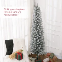 HOMCOM 6ft Artificial Snowy Pencil Christmas Tree - White(m-4)