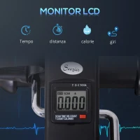 HOMCOM Mini Cyclette Portatile per l'Allenamento di Gambe per Braccia con Display LCD TPR, PP, PP, ruota in ghisa 35 x 40 x 31 cm Nero(m-5)