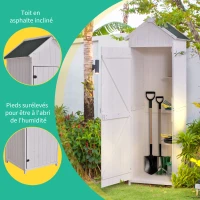 Outsunny Armoire abri de Jardin Remise pour Outils 3 étagères Porte loquet Toit Pente bitumé 68L x 65l x 214H cm pin Massif traité Blanc(m-5)