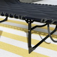 Outsunny Lot de 2 transats pliables avec dossier inclinable 5 positions - appui-tête et revêtement matelassé tissu Oxford - noir(m-8)