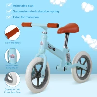 HOMCOM 12" Kids Balance Bike No Pedal Bicycle EVA Tire Adjustable Seat Toddler Training Bike W/ Shock Absorber 2 - 5 Years Gift for Boys Girls Blue(m-5)