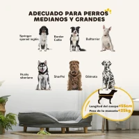 PawHut Sofá para Mascotas con Parte Superior Desmontable Funda Lavable y Patas de Madera Carga 25 kg 90x78x25 cm Gris(m-4)