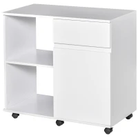 HOMCOM Filing Cabinet, Printer Stand with Open Storage Shelves and Drawer for Home Office, 80cm x 40cm x 73cm, White(m-11)