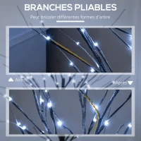 HOMCOM Arbre lumineux LED - décoration lumineuse blanc froid - 96 LEDs - usage intérieur - 150 cm - décoration de noël chambre maison marron(m-6)