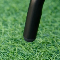 Outsunny Tavolino da Giardino Rotondo con Ripiano in Vetro e Struttura in Metallo, Φ50x55cm, Nero(m-7)