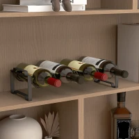 HOMCOM Portabottiglie a 4 Livelli a Onda Impilabili per 16 Bottiglie, in Metallo, 42.5x16.5x41 cm, Nero(m-8)