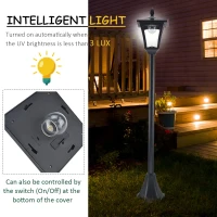 Outsunny 2 Pieces Outdoor Garden Solar Post Lamp Sensor Dimmable LED Lantern Bollard Pathway 1.6M Tall – Black(m-5)