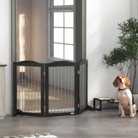 PawHut Foldable Dog Gate, Freestanding Pet Gate, with Two Support Feet, for Staircases, Hallways, Doorways - Black(m-7)