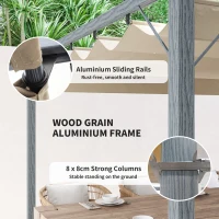 Outsunny 3 x 3 m Retractable Roof Pergola - Grey(m-5)