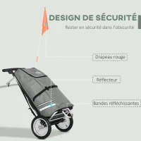 HOMCOM Chariot de courses pour vélo remorque pliable en aluminium avec sac amovible en tissu capacité 55L(m-7)