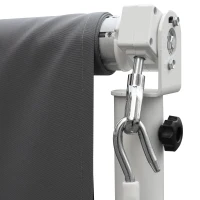 Outsunny Store Double Pente 4 x 3 m Manuel rétractable Inclinaison réglable métal époxy Blanc Polyester imperméabilisé Anti-UV Gris(m-9)