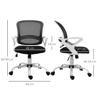 Vinsetto Office Chair Mesh Swivel Desk Chair with Lumbar Back Support Adjustable Height Armrests Black(m-3)