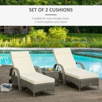 Outsunny Set of 2 Sun Lounger Cushions, Replacement Cushions for Rattan Furniture with Ties, 196 x 55 cm, Cushion ONLY, Cream White(m-4)