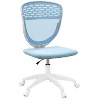 Vinsetto Armless Desk Chair, Mesh Office Chair, Height Adjustable with Swivel Wheels, Blue(m-11)