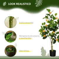 HOMCOM Set 2 Piante Artificiali di Limone e Arancia Alte 120cm per Interno con Vaso(m-4)