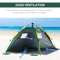 Outsunny Beach Tent for 1-2 Person Pop-up Design with 2 Mesh Windows & 2 Doors Dark Green(m-6)