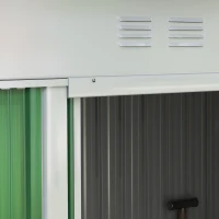Outsunny 7.6 x 4.3ft Garden Storage Shed with Lockable Sliding Doors and Ventilation, Metal Garden Tool Storage House, Green(m-8)