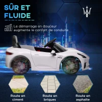 AIYAPLAY Voiture électrique pour enfants sous licence Maserati Gran Turismo Folgore, 12V avec télécommande, de 3 à 5 ans, blanc(m-6)