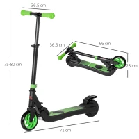 HOMCOM Folding Electric Scooter with Brake, for Ages 6+ Years, 8km/h Maximum Speed, Green(m-3)