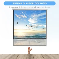 HOMCOM Telo per Proiettore 99" Rapporto 1:1, Fissaggio a Muro e Soffitto per Casa e Ufficio, Bianco(m-4)