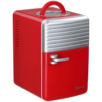 Outsunny Mini réfrigérateur 6L 8 canettes 330ml AC 240V DC 12V petit réfrigérateur portable refroidit et réchauffe(m-1)