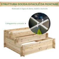 Outsunny Fioriera in Legno di Abete a 3 Livelli, Cassetta per Orto Rialzato da Esterno, 120x100x54cm(m-6)