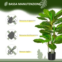 HOMCOM Pianta Verde Artificiale da 95 cm e 33 Foglie con Vaso Nero Ø15x13 cm, in PEVA, PE e Cemento(m-6)