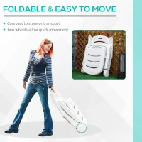 Outsunny 2PCs Outdoor Folding Sun Lounger Recliner on Wheels w/ 5-Position Backrest, White(m-5)
