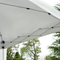 Outsunny Gazebo Pieghevole da Giardino 2.4x2.4m con Struttura in Acciaio e Corde Antivento, Bianco(m-8)