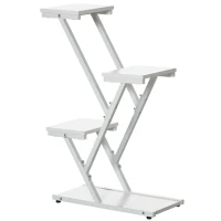 Outsunny Scaletta Portavasi a 4 Livelli per Interni ed Esterni in MDF e Acciaio, 50.5x24x81 cm, Bianco(m-10)