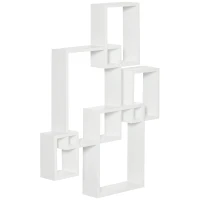 HOMCOM Floating Shelves, Wall Mounted Interlocking Cube Shelves, Display Wall Shelf for Living Room, Bedroom, Hallways, White(m-11)