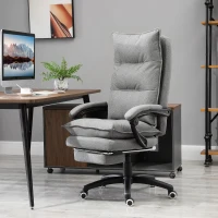 Vinsetto Sedia da Ufficio Imbottita con 6 Punti Massaggianti, Altezza Regolabile e Rotelle, 70x62x120-130 cm, Grigio(m-2)