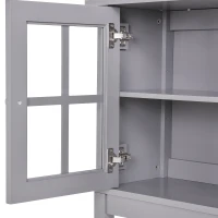HOMCOM Armario Auxiliar Interior para Cocina Salón Aparador Cocina de Almacenamiento Estilo Vitrina Multifuncional con Estantes Inferior Puertas Sisteme Antivuelco 80x28x84cm Color Gris(m-9)