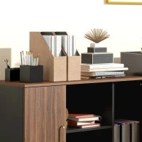 HOMCOM Lateral Filing Cabinet on Wheels, Mobile File Cabinet with Cabinet, Home Office Printer Stand with Casters and Open Compartments for Living Room, Walnut Brown,(m-8)