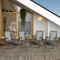 Outsunny  Pieces Patio Folding Chair Set, Outdoor Portable Loungers for Camping Pool Beach Deck, Lawn Chairs with Armrest Steel Frame, Mixed Grey(m-2)