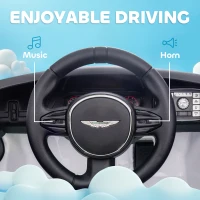 AIYAPLAY Aston Martin DBX Licensed Battery Powered Kids Electric Car, 12V Kids Ride on Car w/ Lights, Music Horn, White(m-7)