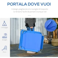 Outsunny Lettino da Giardino con Schienale Regolabile in 5 Posizioni, Lettino Pieghevole in Metallo e Tessuto Oxford, 187x55x24cm, Blu(m-5)