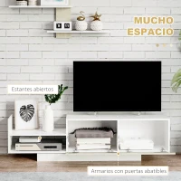 HOMCOM Mueble de Salón para TV con Mesa para Televisor 150x31,5x40 cm y Estante de Pared 95,5x16x60 cm Natural(m-5)
