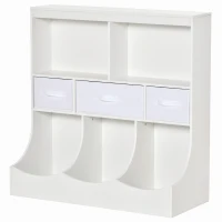 HOMCOM Meuble de rangement jouets enfant bibliothèque étagère de jouet pour chambre d'enfant 5 casiers 3 tiroirs non tissé MDF dim. 93,1L x 40l x 94H cm blanc(m-10)