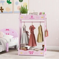 AIYAPLAY Kids Clothes Rail with Two Shelves, for 3-8 Years, Pink(m-9)