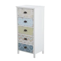 HOMCOM Chiffonnier style néo-rétro graphique 5 tiroirs blanc(m-10)