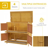 PawHut Two-Tier Rabbit Hutch, with Removable Trays, for 1-2 rabbits - Brown(m-4)