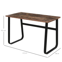 HOMCOM Bureau Design Industriel châssis métal Noir Plateau Panneaux Particules Coloris boisé(m-3)