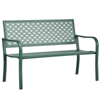 Outsunny Banc de jardin banc extérieur jardin en acier avec dossier à motif floral pour 2 personnes 127 x 63 x 83 cm vert foncé