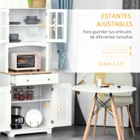 HOMCOM Armario de Cocina Aparador de Comedor con 2 Cajones Estantes Ajustables y Antivuelco 68x39,5x170 cm Blanco(m-5)