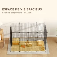 PawHut Enclos pour animaux parc pour petits animaux modulable 24 panneaux pour lapins grillagés en acier 120 x 60 x 80 cm noir(m-6)