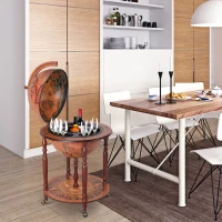 HOMCOM Globe Shaped Retro Style Mini Bar Drink Cabinet Movable Wine Alcohol Beverage Storage Trolley Glass Bottle Holder with Wheels 45cm(m-7)