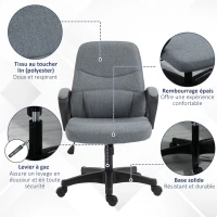 Vinsetto Chaise de bureau fauteuil bureau massant pivotant hauteur réglable tissu lin gris(m-7)